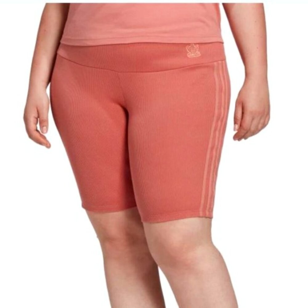 New Adidas Ash Pink Plus Size Ribbed Bicycle Short Tights Women's Size US 3X